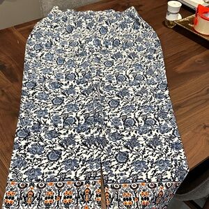 Talbots Blue and Orange Floral Wide Leg Jeans